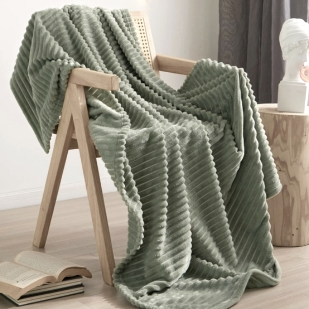 Geniospin  Sage Green Soft Plush Fuzzy Cozy Throw Blanket 50 x 60
